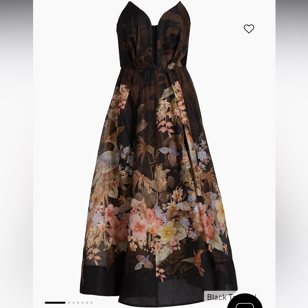 Zimmermann Strapless Black Floral Dress